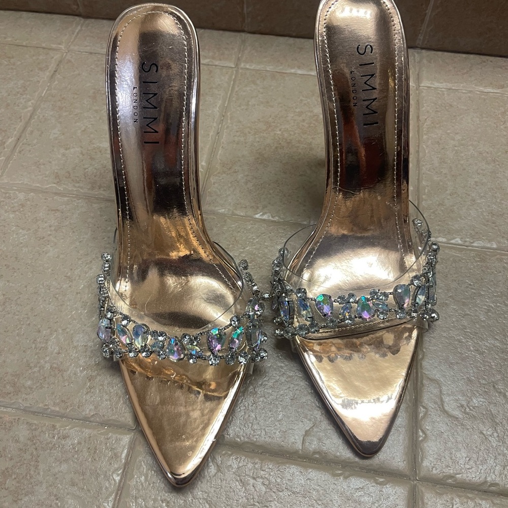 Gold Embellished Women's Heels
